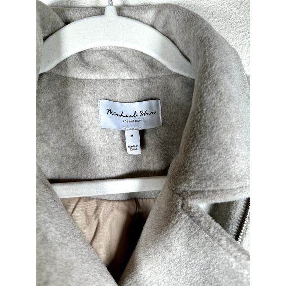 Michael Stars cream cropped moto jacket M quiet luxury - Picture 4 of 12